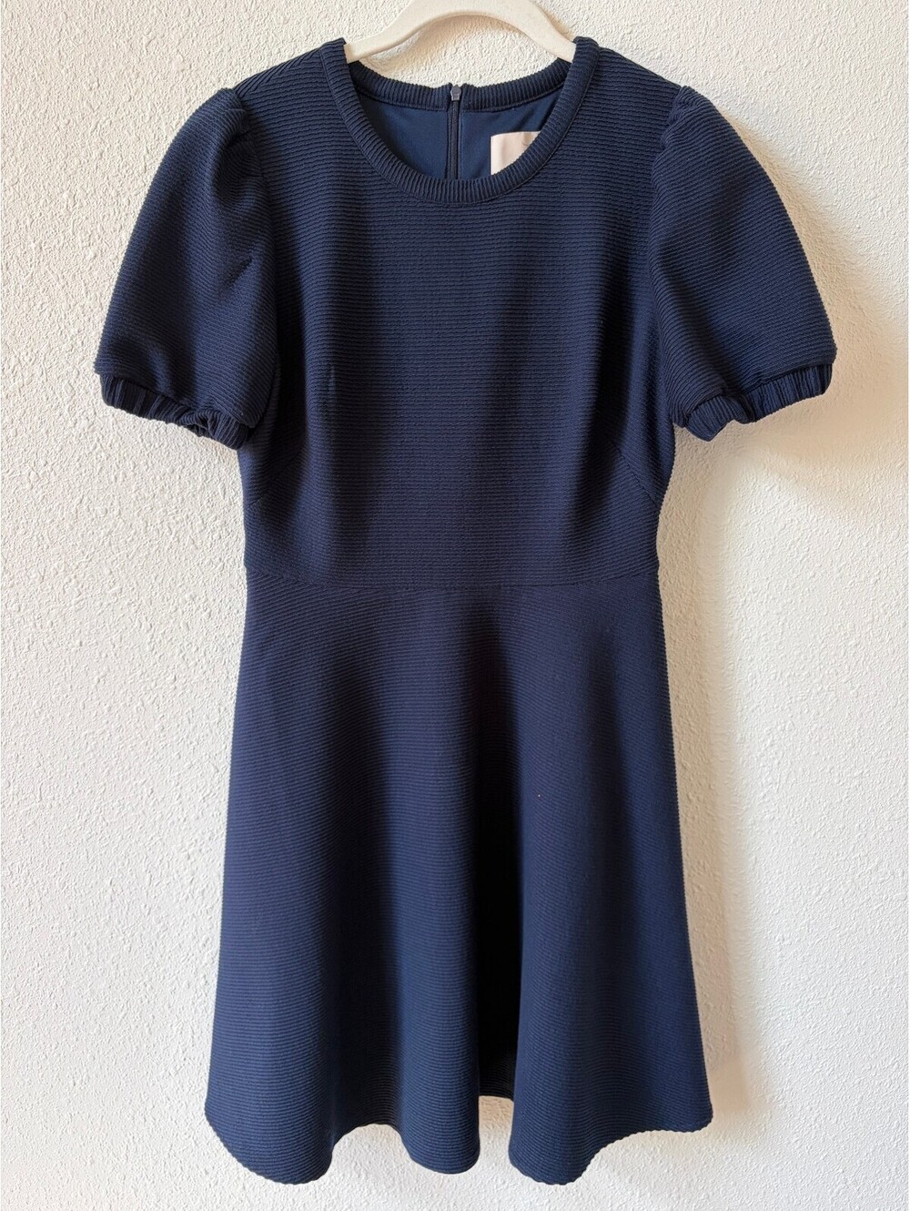 Gal Meets Glam Kristen Ribbed Knit Fit And Flare Dress Navy Size 4 Neutral